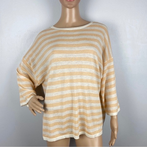 NEW VINCE STRIPED WOOL BLEND TEE - Picture 2 of 5